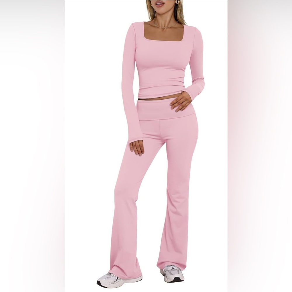 Square Neck Tops Flare Pants Tracksuits ❄️